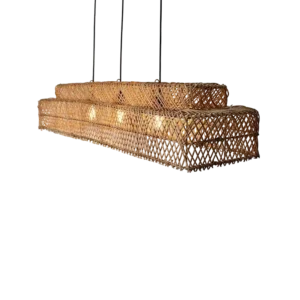 Rechthoekige rotan hanglamp Pacha