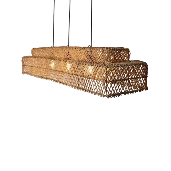 Rechthoekige rotan hanglamp Pacha
