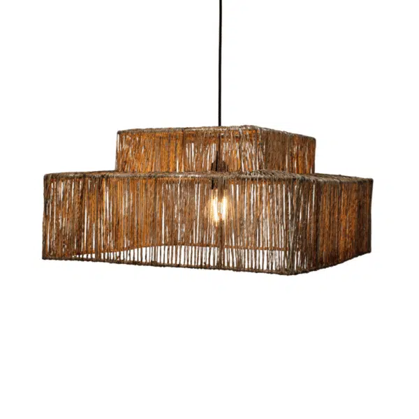 Vierkante jute hanglamp Zenon - 4Shine - Afbeelding 2