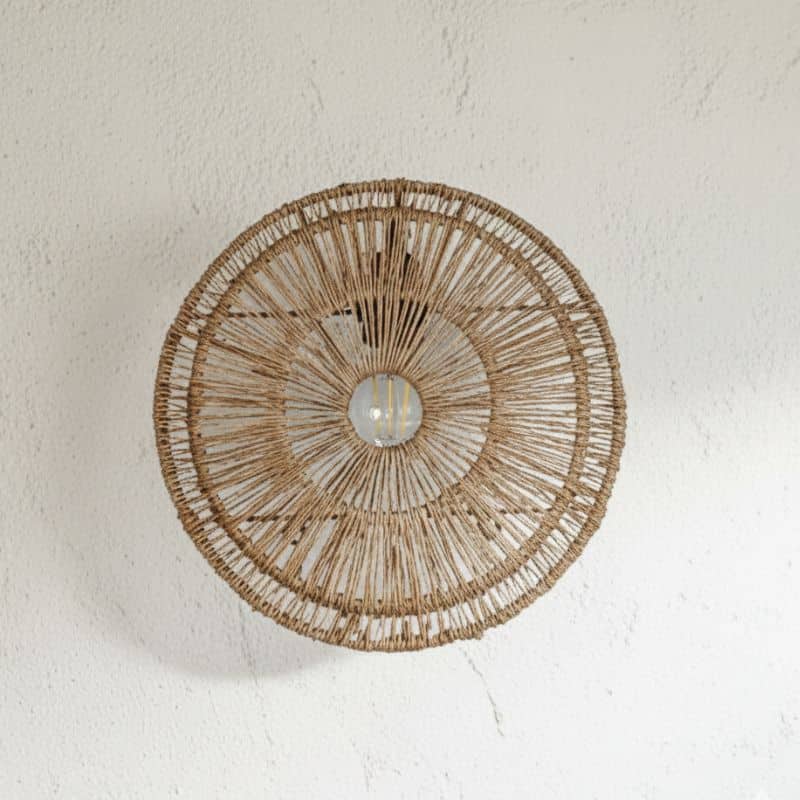 Ronde jute wandlamp Jairo -Ø30cm- 4Shine