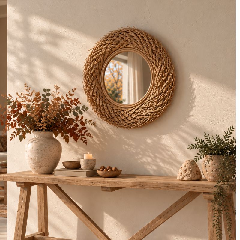 Rotan spiegel XL- ronde rotan spiegel - 4Shine