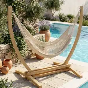 Macramé hangmat stoel - sfeer - 4shine - voor in de tuin