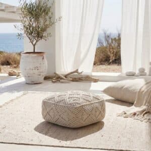 Macramé poef - 40x40x15 cm - 4shine
