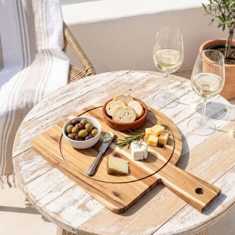 Ibiza borrelplank - Acacia - 44x32x2 cm - Ovaal met handvat - 4shine
